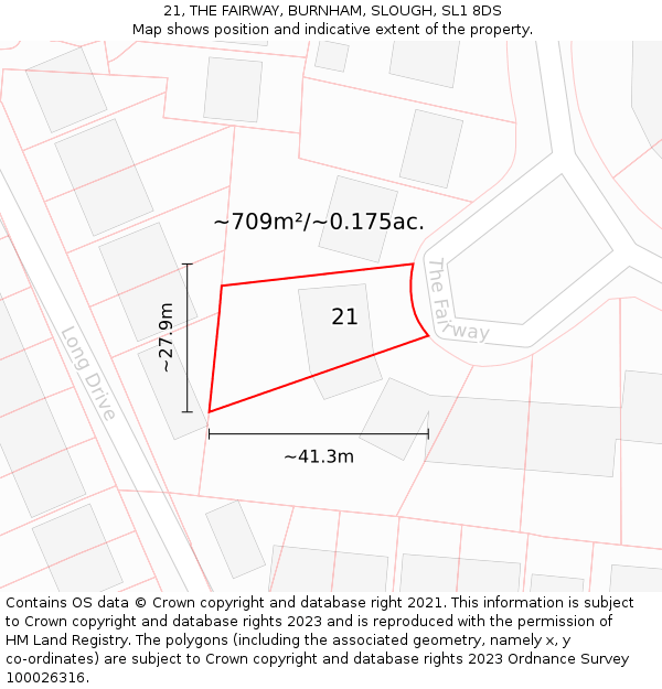 21, THE FAIRWAY, BURNHAM, SLOUGH, SL1 8DS: Plot and title map