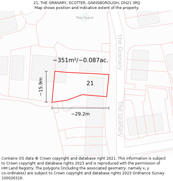 21, THE GRANARY, SCOTTER, GAINSBOROUGH, DN21 3RQ: Plot and title map