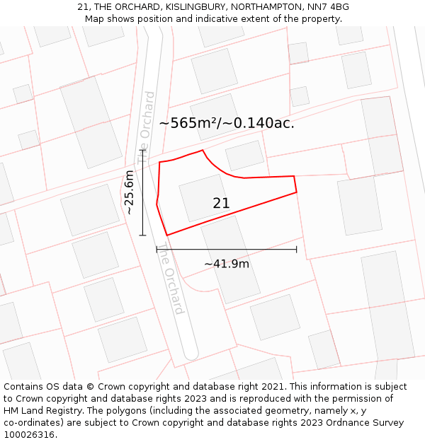 21, THE ORCHARD, KISLINGBURY, NORTHAMPTON, NN7 4BG: Plot and title map