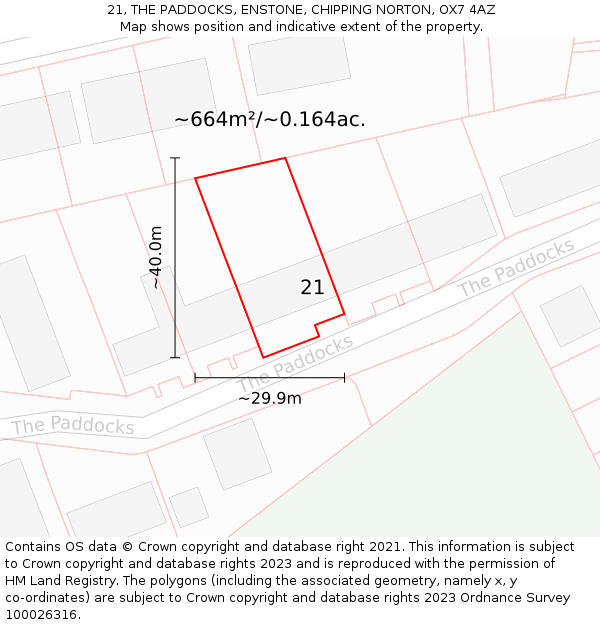 21, THE PADDOCKS, ENSTONE, CHIPPING NORTON, OX7 4AZ: Plot and title map