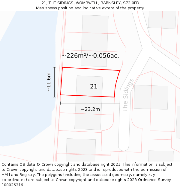 21, THE SIDINGS, WOMBWELL, BARNSLEY, S73 0FD: Plot and title map
