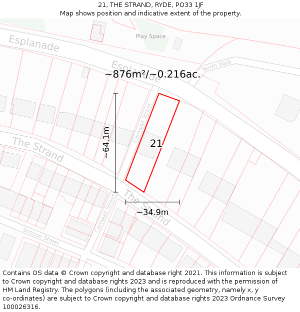 21, THE STRAND, RYDE, PO33 1JF: Plot and title map