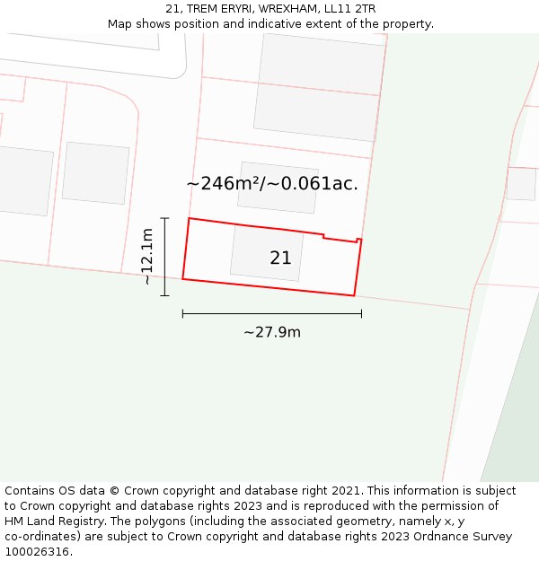 21, TREM ERYRI, WREXHAM, LL11 2TR: Plot and title map