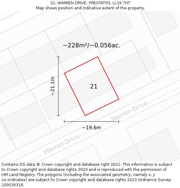 21, WARREN DRIVE, PRESTATYN, LL19 7HT: Plot and title map