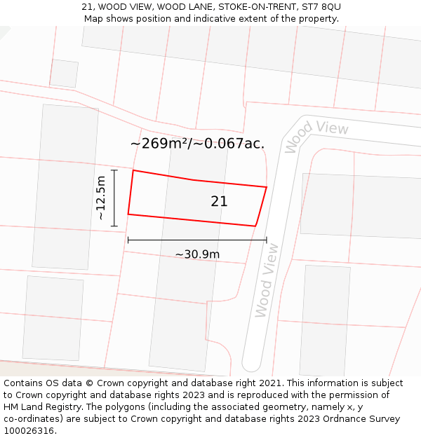 21, WOOD VIEW, WOOD LANE, STOKE-ON-TRENT, ST7 8QU: Plot and title map