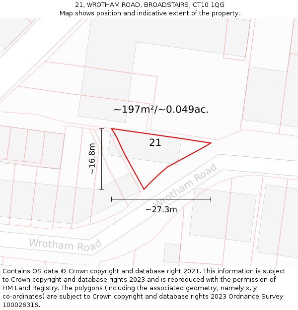 21, WROTHAM ROAD, BROADSTAIRS, CT10 1QG: Plot and title map