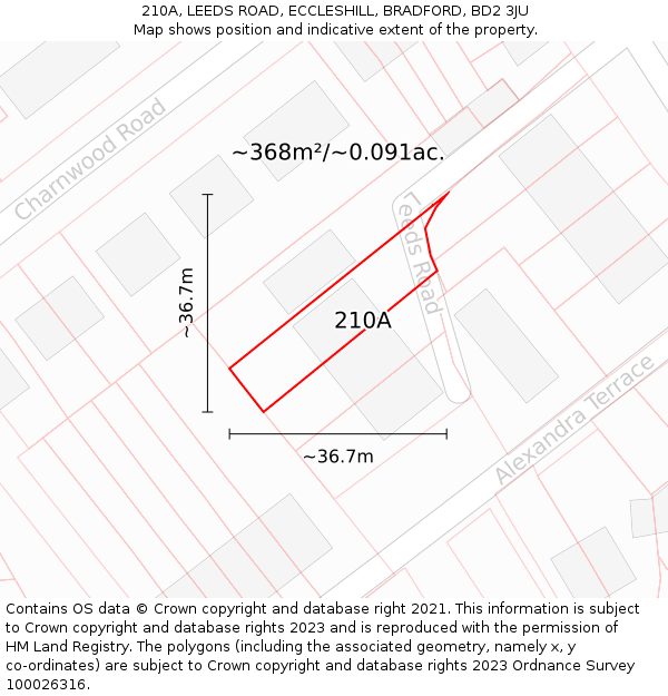 210A, LEEDS ROAD, ECCLESHILL, BRADFORD, BD2 3JU: Plot and title map