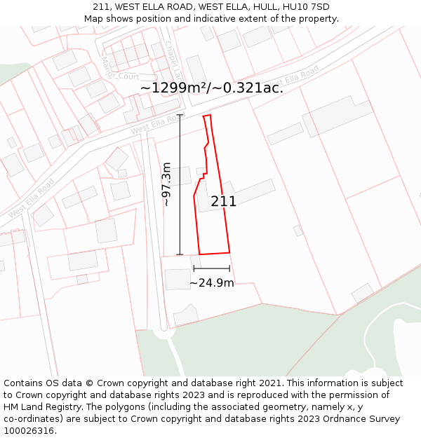 211, WEST ELLA ROAD, WEST ELLA, HULL, HU10 7SD: Plot and title map