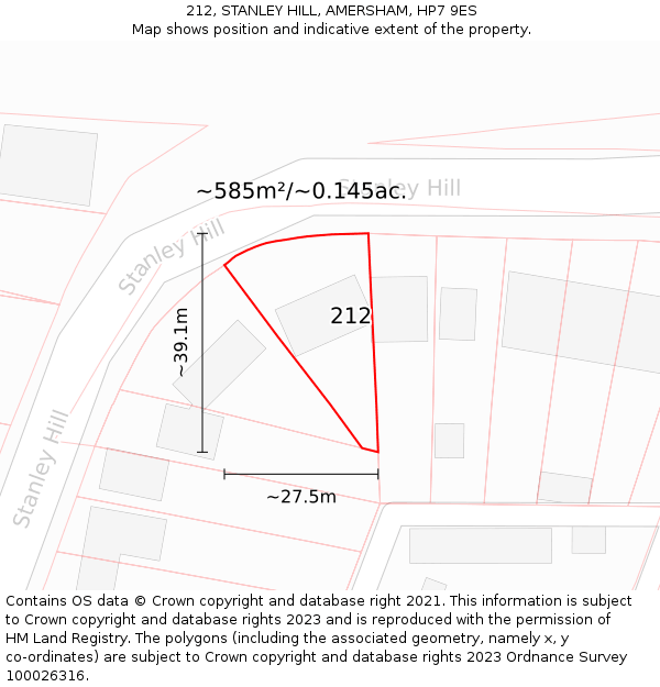 212, STANLEY HILL, AMERSHAM, HP7 9ES: Plot and title map