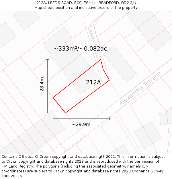 212A, LEEDS ROAD, ECCLESHILL, BRADFORD, BD2 3JU: Plot and title map