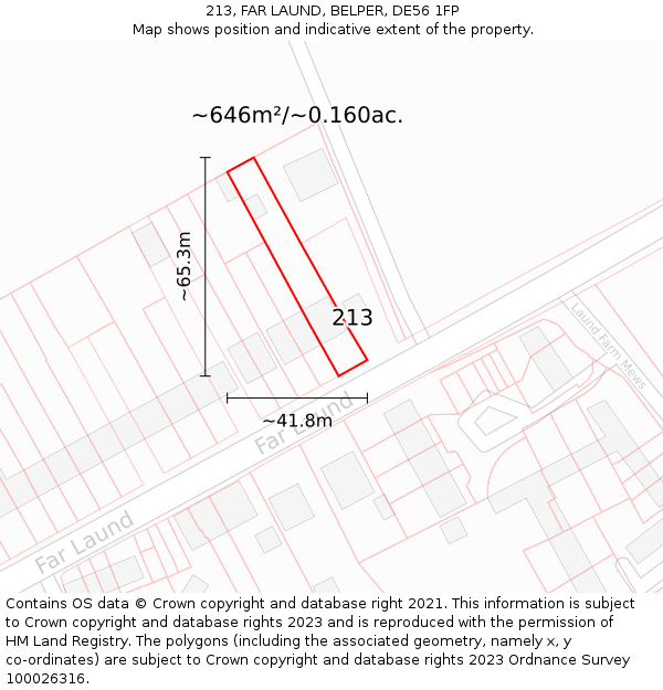 213, FAR LAUND, BELPER, DE56 1FP: Plot and title map