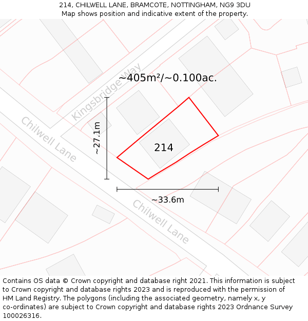 214, CHILWELL LANE, BRAMCOTE, NOTTINGHAM, NG9 3DU: Plot and title map