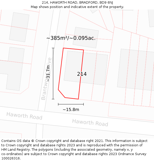214, HAWORTH ROAD, BRADFORD, BD9 6NJ: Plot and title map