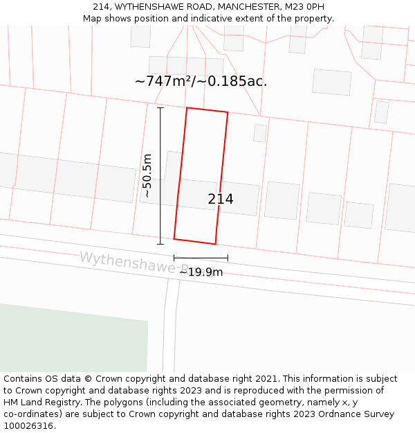 214, WYTHENSHAWE ROAD, MANCHESTER, M23 0PH: Plot and title map