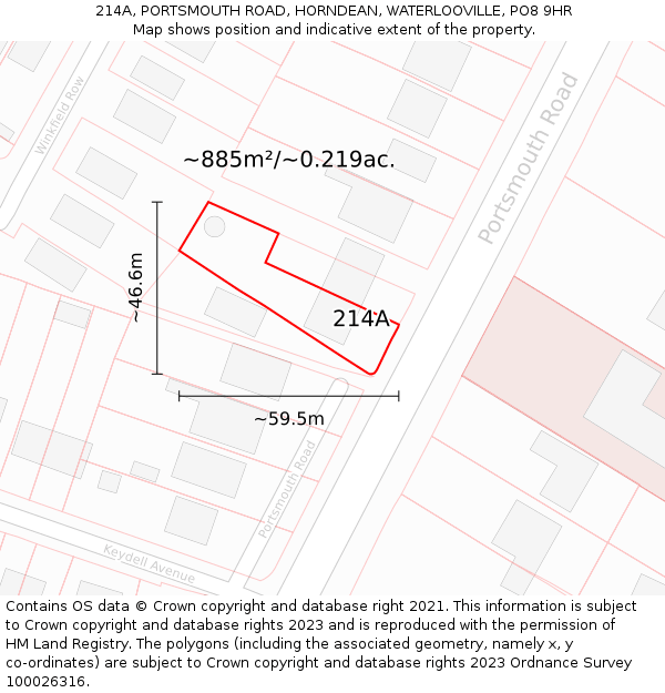 214A, PORTSMOUTH ROAD, HORNDEAN, WATERLOOVILLE, PO8 9HR: Plot and title map