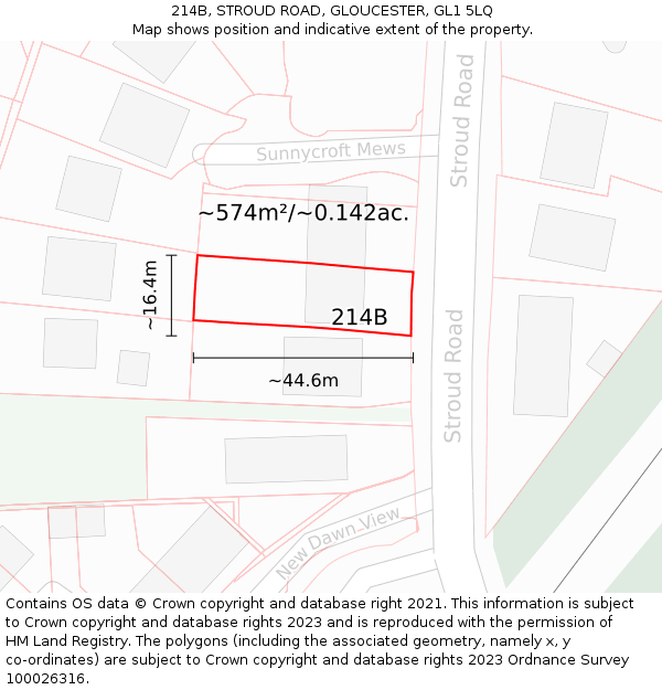 214B, STROUD ROAD, GLOUCESTER, GL1 5LQ: Plot and title map