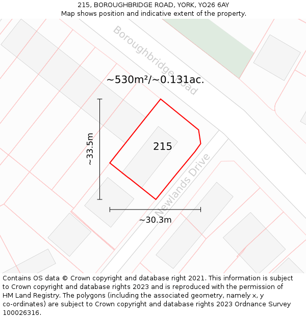 215, BOROUGHBRIDGE ROAD, YORK, YO26 6AY: Plot and title map