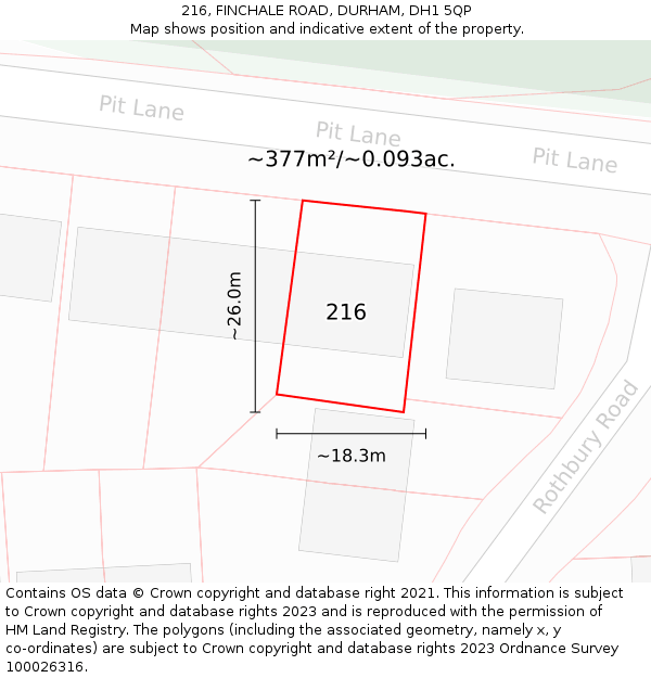 216, FINCHALE ROAD, DURHAM, DH1 5QP: Plot and title map