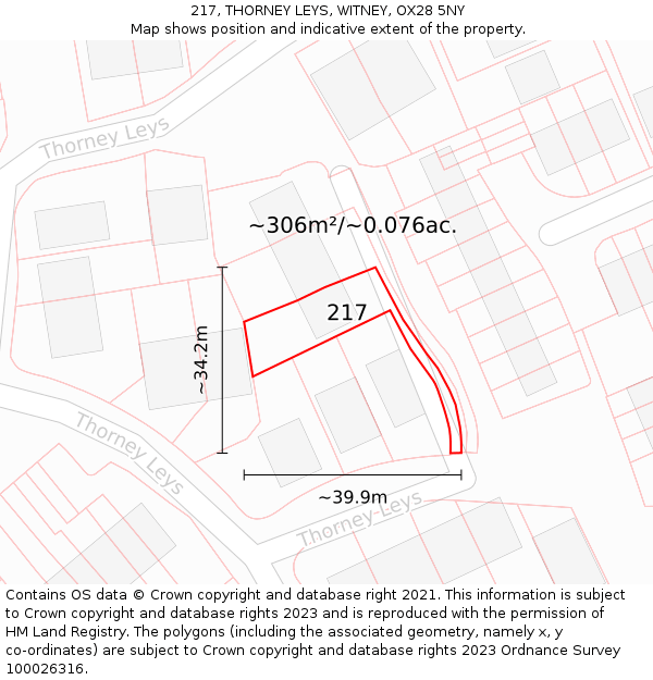 217, THORNEY LEYS, WITNEY, OX28 5NY: Plot and title map