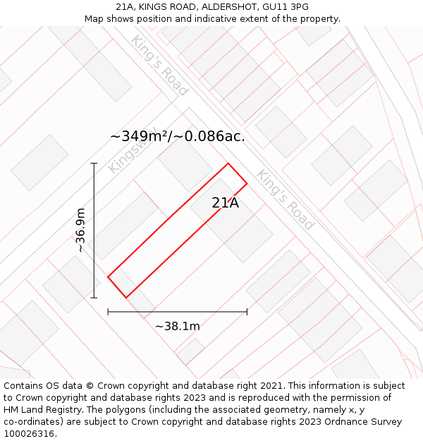 21A, KINGS ROAD, ALDERSHOT, GU11 3PG: Plot and title map