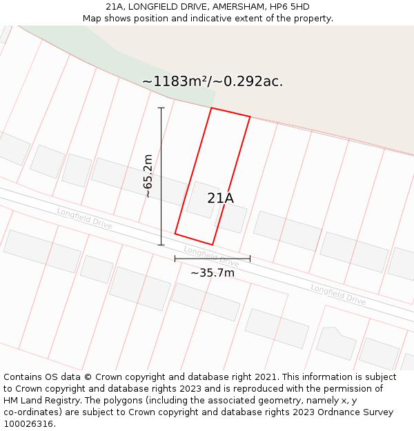 21A, LONGFIELD DRIVE, AMERSHAM, HP6 5HD: Plot and title map