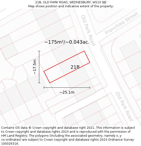 21B, OLD PARK ROAD, WEDNESBURY, WS10 9JE: Plot and title map