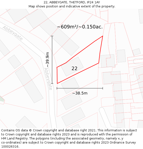 22, ABBEYGATE, THETFORD, IP24 1AY: Plot and title map