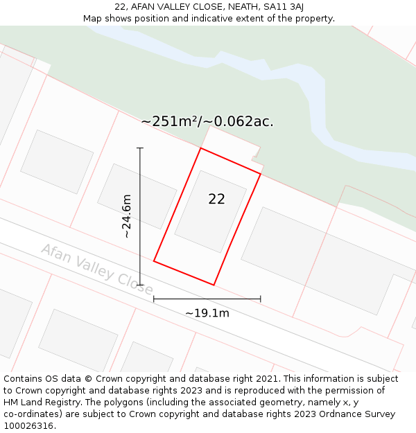 22, AFAN VALLEY CLOSE, NEATH, SA11 3AJ: Plot and title map