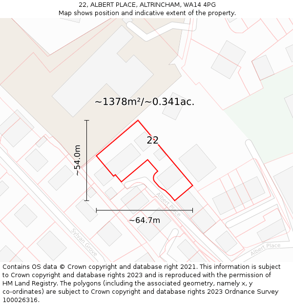 22, ALBERT PLACE, ALTRINCHAM, WA14 4PG: Plot and title map