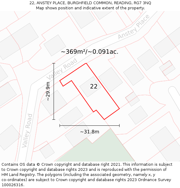 22, ANSTEY PLACE, BURGHFIELD COMMON, READING, RG7 3NQ: Plot and title map