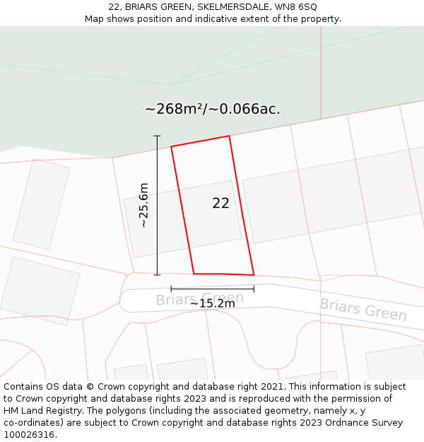 22, BRIARS GREEN, SKELMERSDALE, WN8 6SQ: Plot and title map