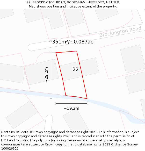 22, BROCKINGTON ROAD, BODENHAM, HEREFORD, HR1 3LR: Plot and title map