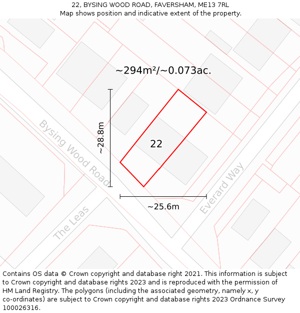 22, BYSING WOOD ROAD, FAVERSHAM, ME13 7RL: Plot and title map