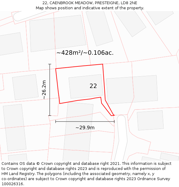 22, CAENBROOK MEADOW, PRESTEIGNE, LD8 2NE: Plot and title map