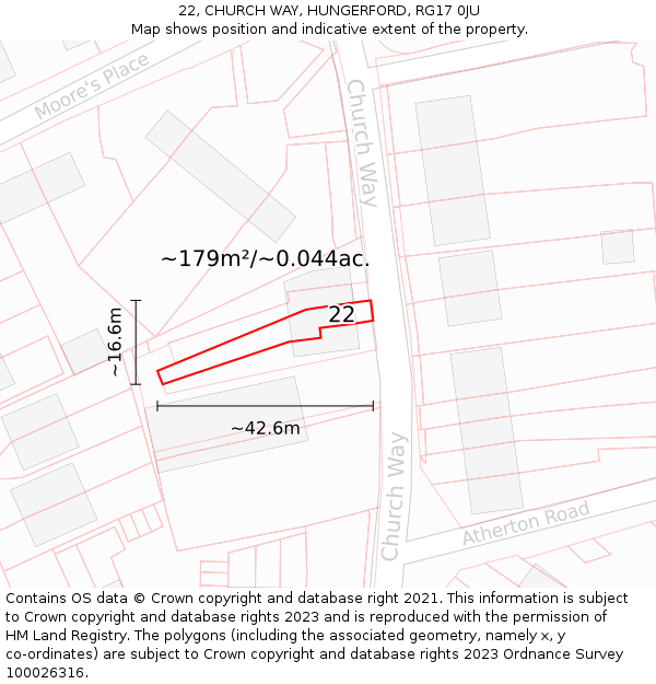 22, CHURCH WAY, HUNGERFORD, RG17 0JU: Plot and title map