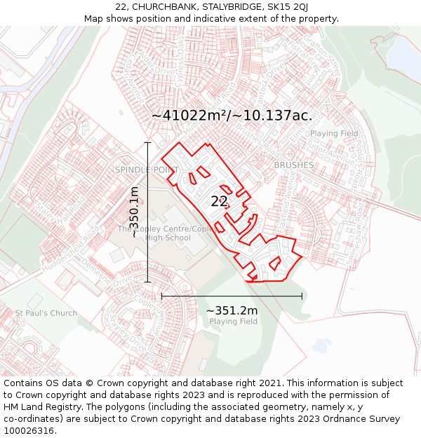 22, CHURCHBANK, STALYBRIDGE, SK15 2QJ: Plot and title map