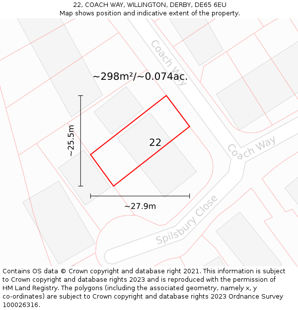 22, COACH WAY, WILLINGTON, DERBY, DE65 6EU: Plot and title map