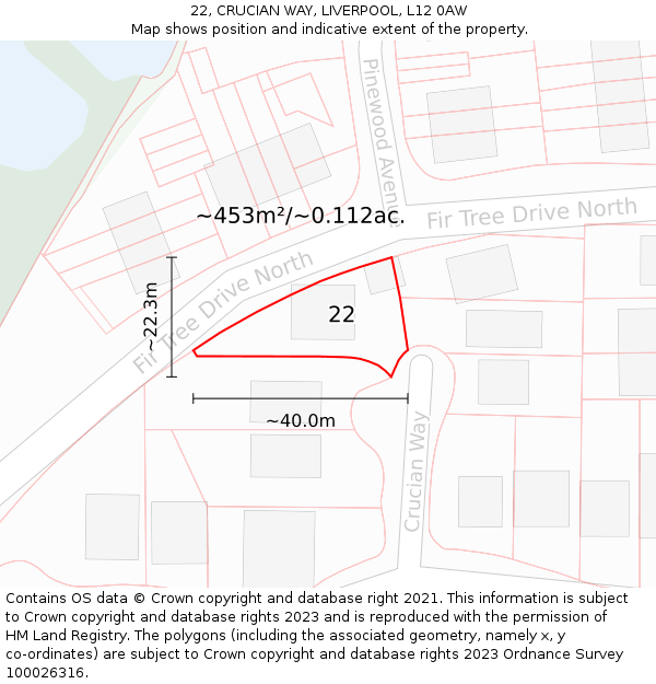 22, CRUCIAN WAY, LIVERPOOL, L12 0AW: Plot and title map