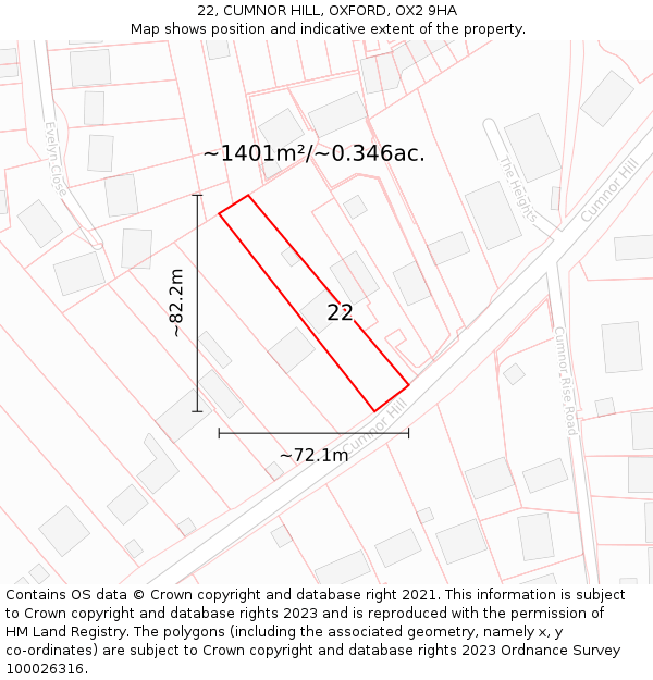 22, CUMNOR HILL, OXFORD, OX2 9HA: Plot and title map