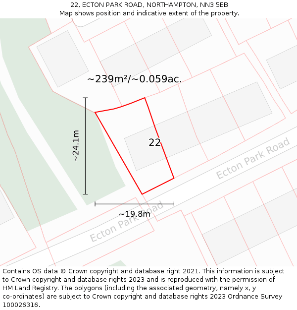 22, ECTON PARK ROAD, NORTHAMPTON, NN3 5EB: Plot and title map