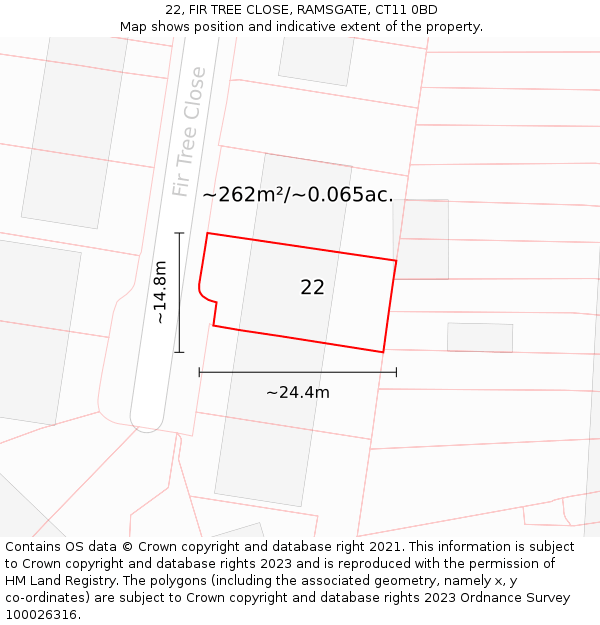 22, FIR TREE CLOSE, RAMSGATE, CT11 0BD: Plot and title map