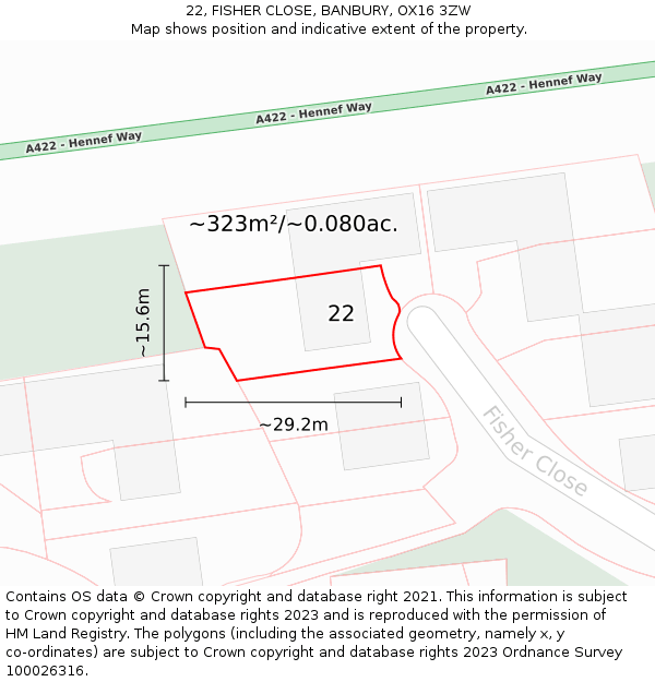 22, FISHER CLOSE, BANBURY, OX16 3ZW: Plot and title map