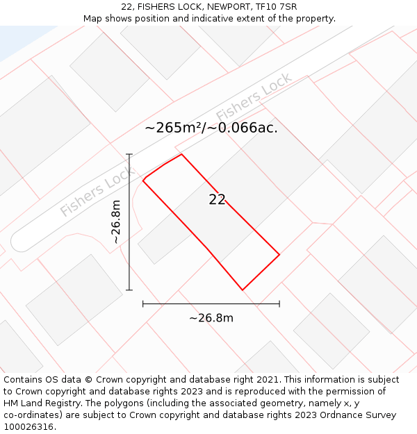 22, FISHERS LOCK, NEWPORT, TF10 7SR: Plot and title map