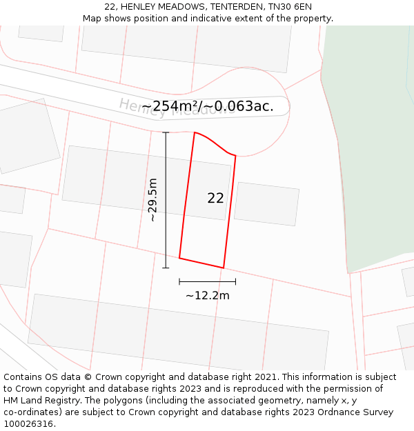 22, HENLEY MEADOWS, TENTERDEN, TN30 6EN: Plot and title map