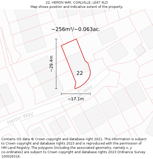 22, HERON WAY, COALVILLE, LE67 4LD: Plot and title map