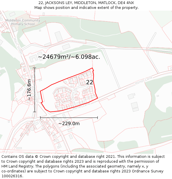 22, JACKSONS LEY, MIDDLETON, MATLOCK, DE4 4NX: Plot and title map