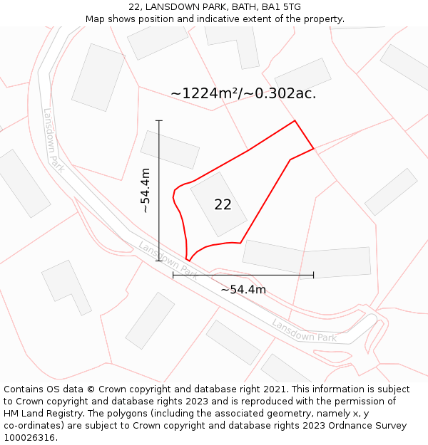 22, LANSDOWN PARK, BATH, BA1 5TG: Plot and title map