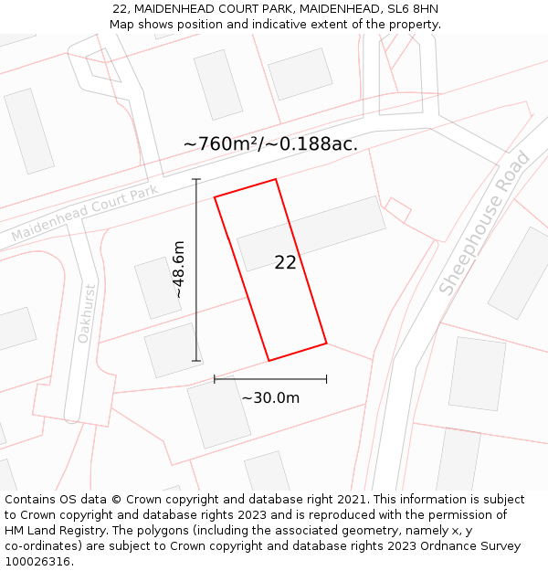 22, MAIDENHEAD COURT PARK, MAIDENHEAD, SL6 8HN: Plot and title map