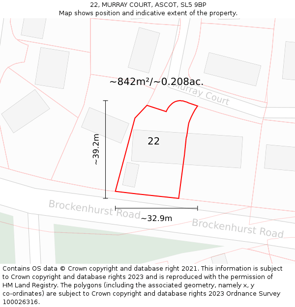 22, MURRAY COURT, ASCOT, SL5 9BP: Plot and title map