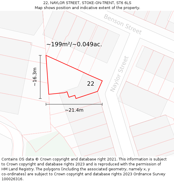 22, NAYLOR STREET, STOKE-ON-TRENT, ST6 6LS: Plot and title map